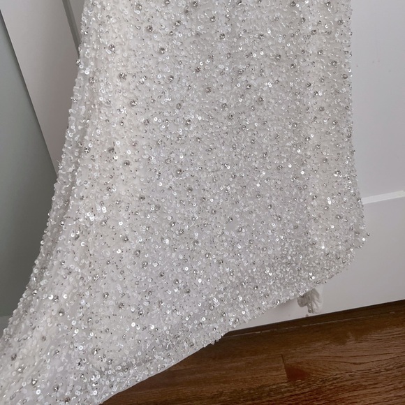 Retrofete Olivia Hand Beaded Sequin Halter Open Back Gown White NEW with tags - Picture 6 of 16